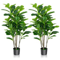 Gymax 51''Artificial Tree 2-Pack Artificial Fiddle Leaf Fig Tree for Indoor Outdoor