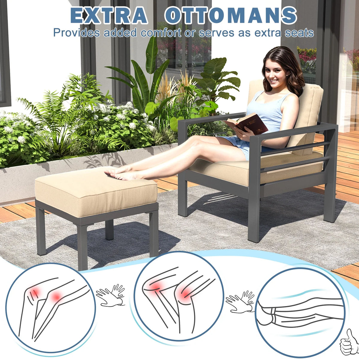 AECOJOY Aluminum Outdoor Furniture Set, 7 Pieces Metal Patio Furniture on sale Outdoor Couch Patio Conversation Set - Light Grey