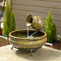 Smart Solar Cairo Ceramic Jug Solar Fountain, Green Glaze, Solar-Powered, Indoor/Outdoor Use