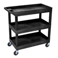Luxor Rolling 3-Shelf Utility Cart, HDPE Black