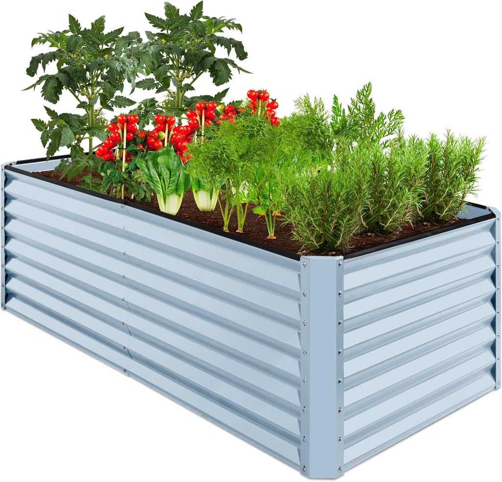 Gloaa 6x3x2ft Outdoor Metal Raised Garden Bed, Deep Root Box Planter for Vegetables, Flowers, Herbs, and Succulents w/ 269 Gallon Capacity Sage Green