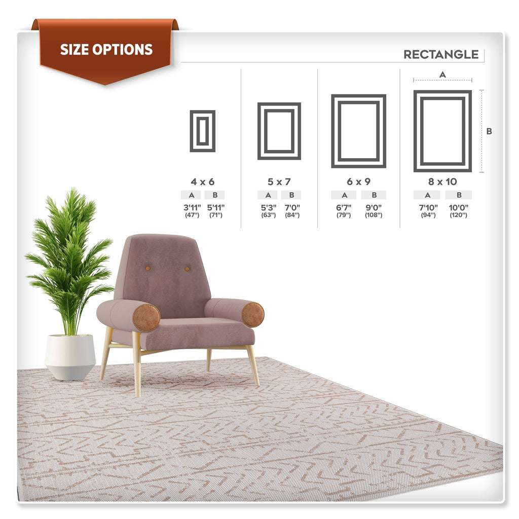 Beverly Rug Outdoor Rug 6' x 9' Patio, Porch, Garden Beige and White