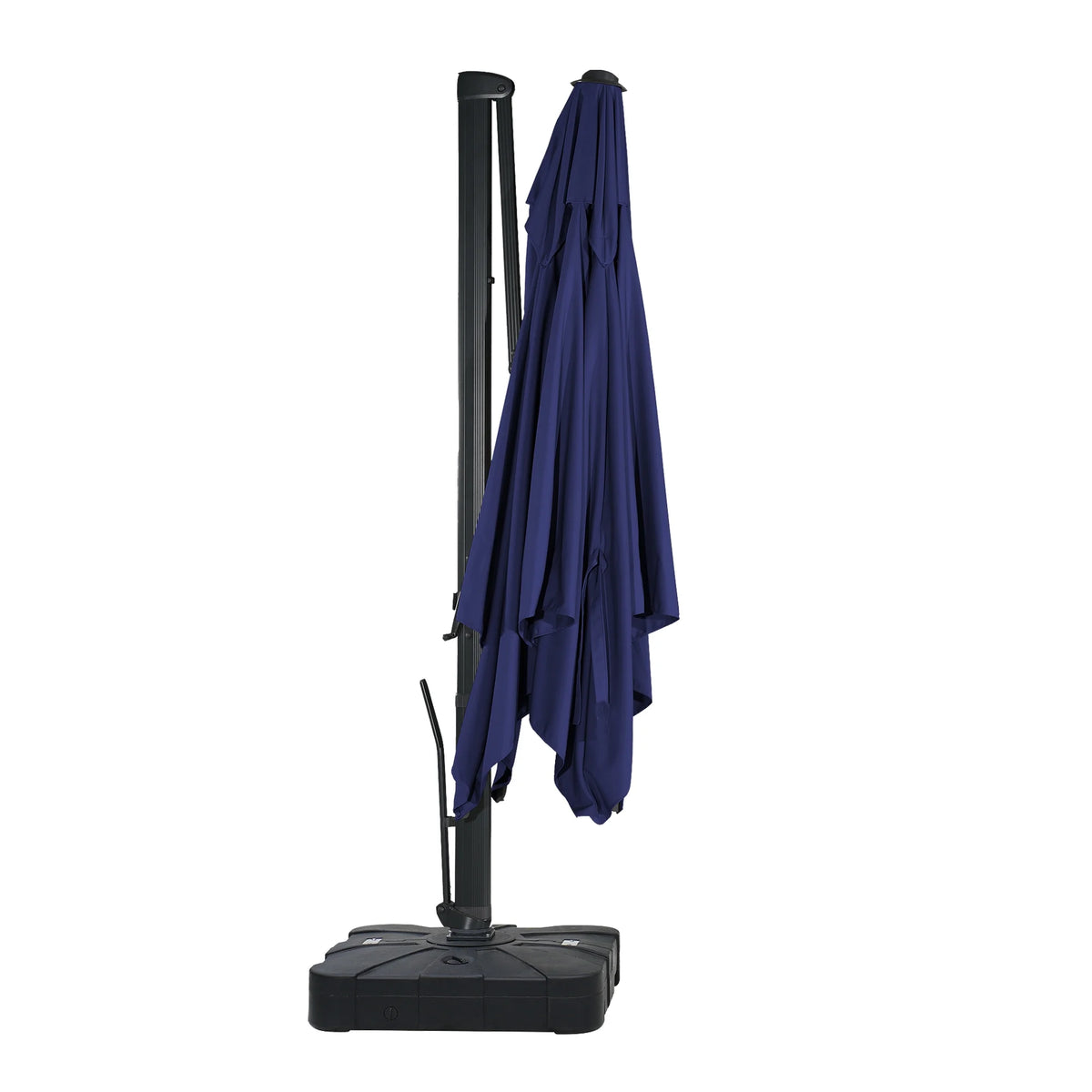 Boyel Living 10 x 13 FT Cantilever Patio Umbrella, Outdoor Rectangle Offset Umbrella with 360°Rotation, Heavy Duty Patio Hanging Umbrella with Base for Garden Pool Backyard, Navy Blue