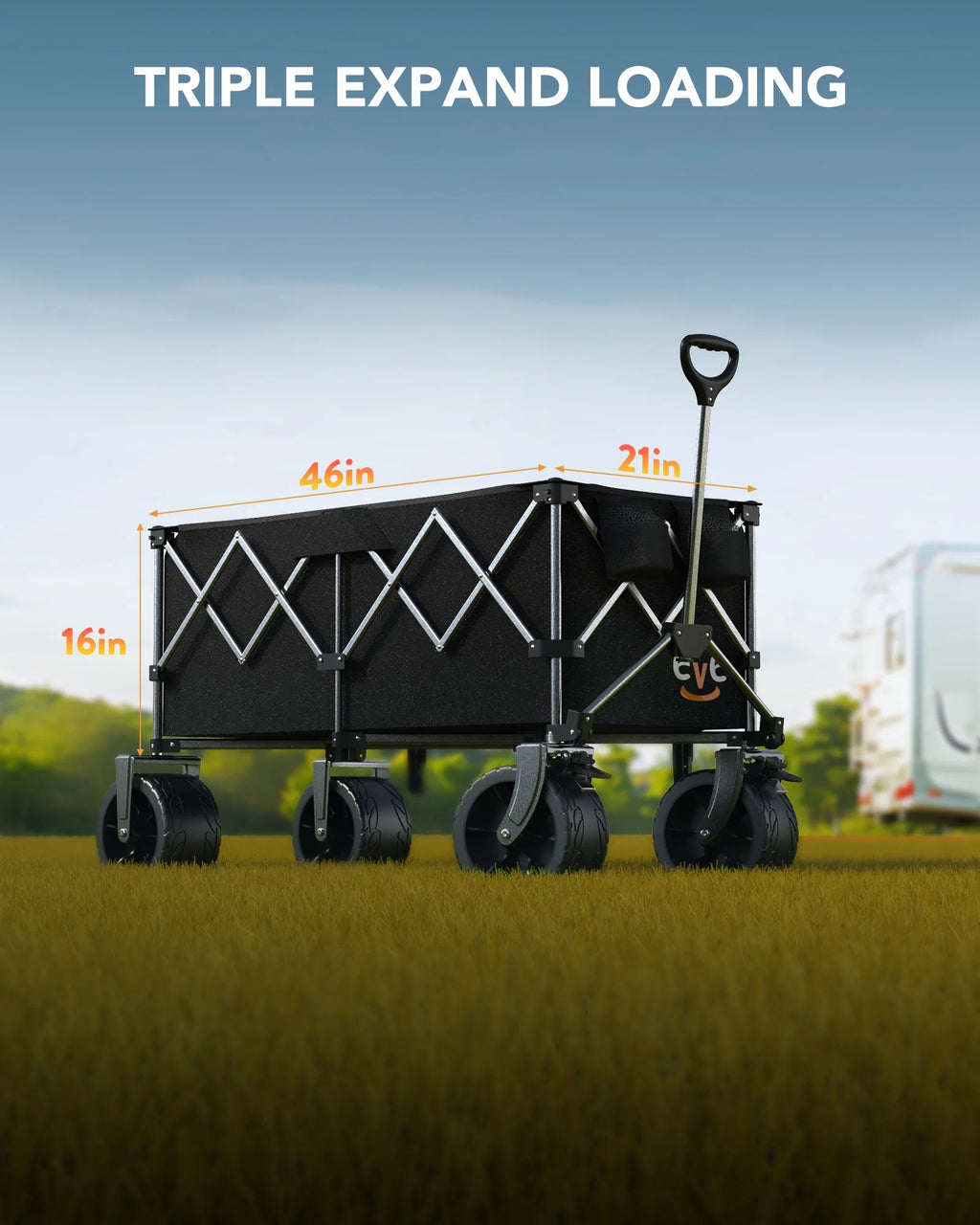 KEESTP Collapsible Wagon, 440LBS Heavy Duty Wagon Carts Foldable with Side Pocket and Brakes, 66 Gallon Large Capacity Foldable Wagon-gray