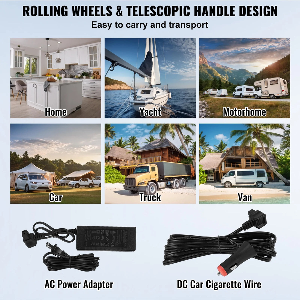 KFFKFF Mobile Car Cooler, 12V Vehicle Fridge, 40L / 42.3 qt Two-Section Portable Freezer, Temperature Range -4℉ to 68℉, Compressor-Based Cooling System for Home, Outdoors, Camping, RV, Automobile