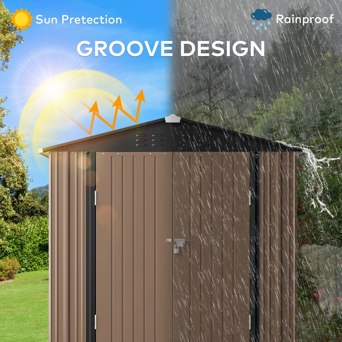 Lockable Lofka 6x4 ft Shed&Outdoor Storage Clearance  - All-Weather Resistant Garden Shed , Grey