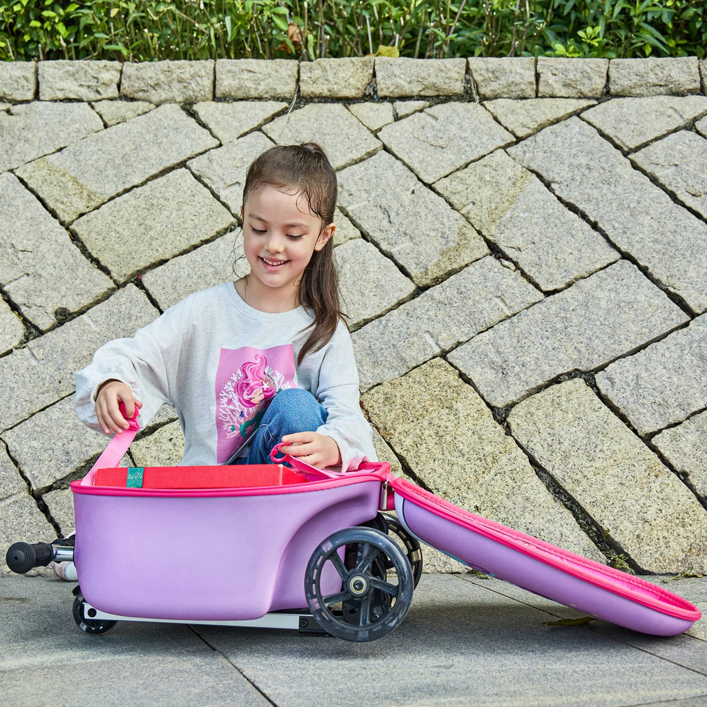 Gopowerbike Go Voyage Kids 2-in-1 Luggage Scooter | 3-Wheel Design with Light-Up Wheels | Pink