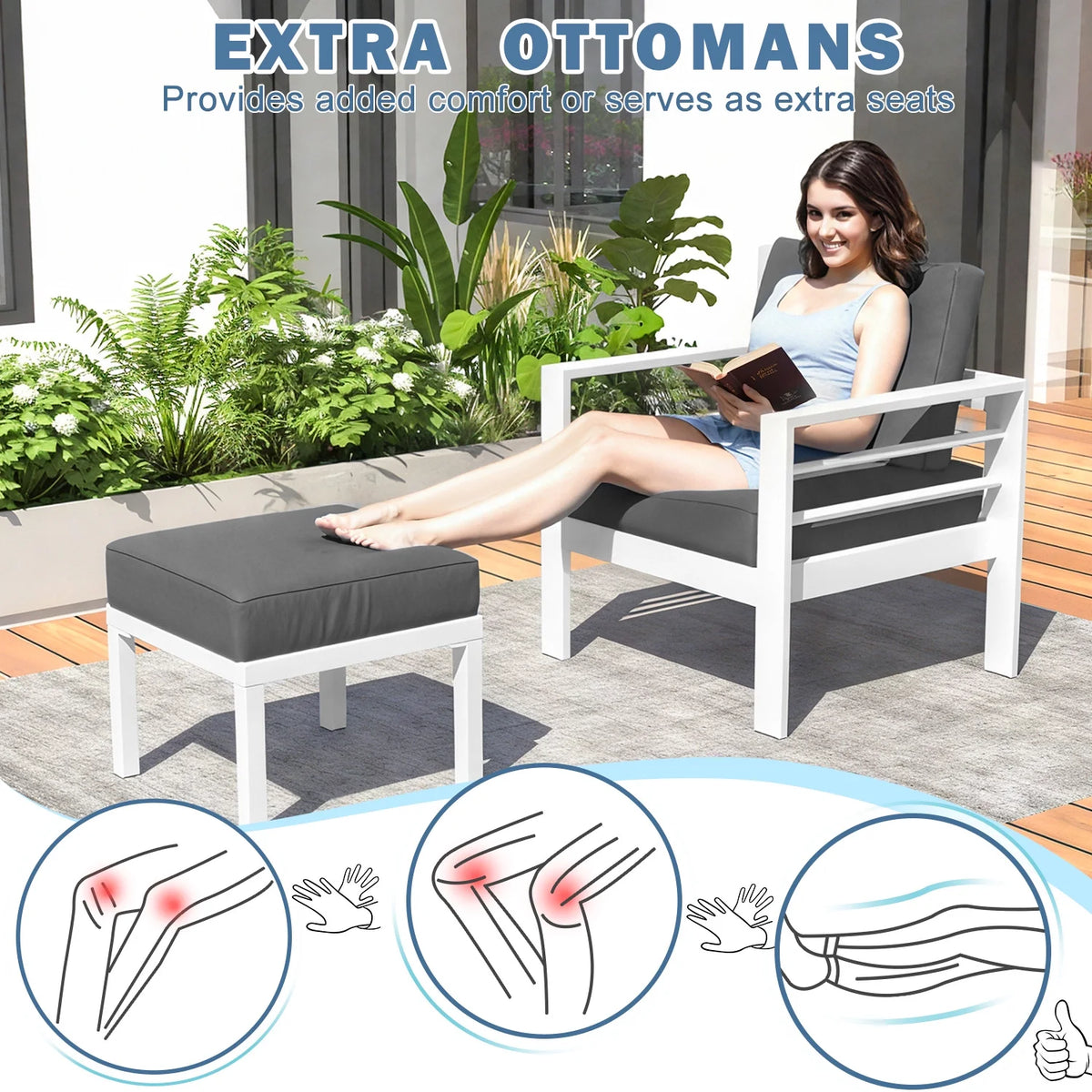 AECOJOY Aluminum Outdoor Furniture Set, 7 Pieces Metal Patio Furniture on sale Outdoor Couch Patio Conversation Set - Light Grey