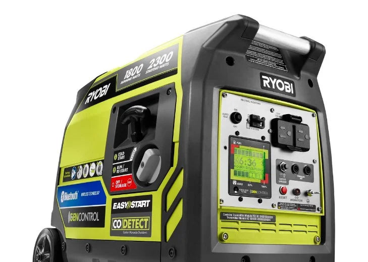 Ryobi 2,300-Watt Recoil Start Bluetooth Super Quiet Gasoline Powered Digital Inverter Generator with CO Shutdown Sensor