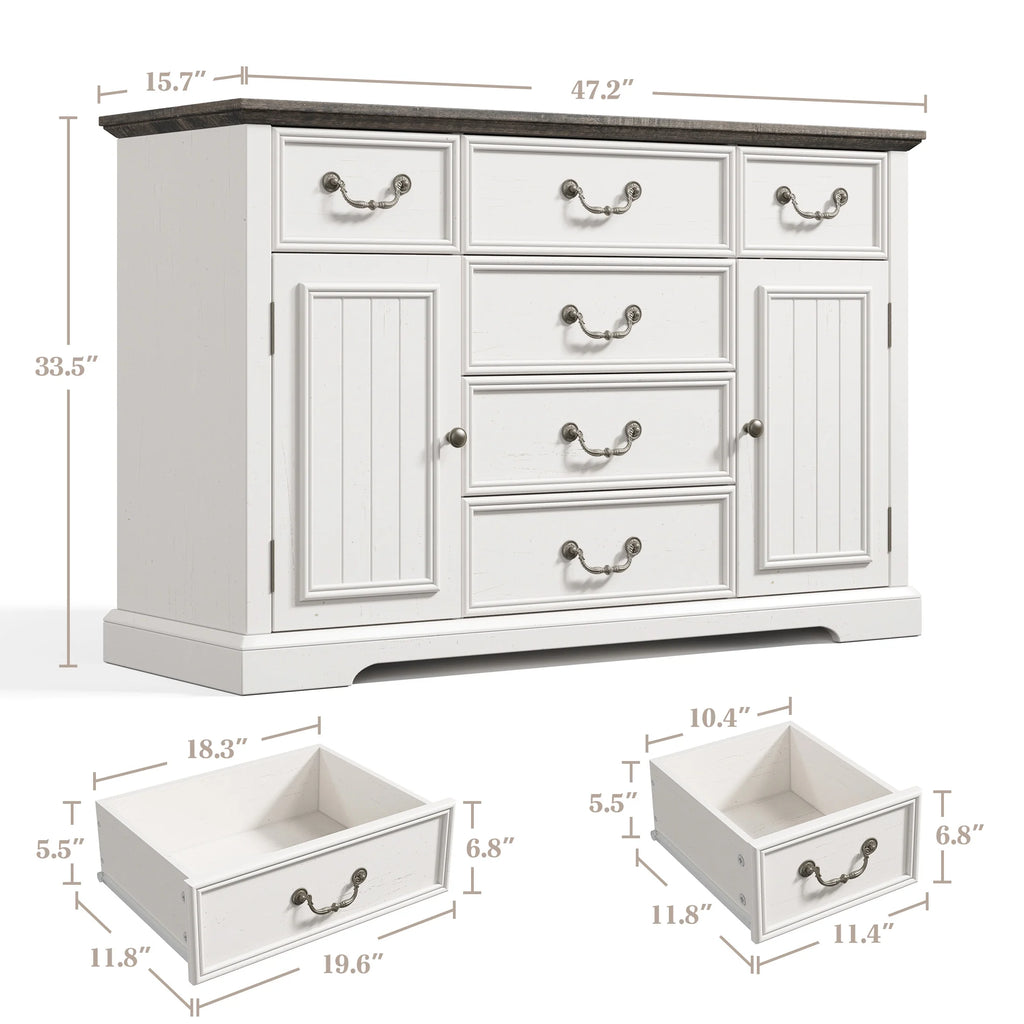 EnHomee Wood Dresser for Bedroom 9 Drawer Dressers&Chest of Drawers 63"L x 15.7"W x 31.5"H,Brown