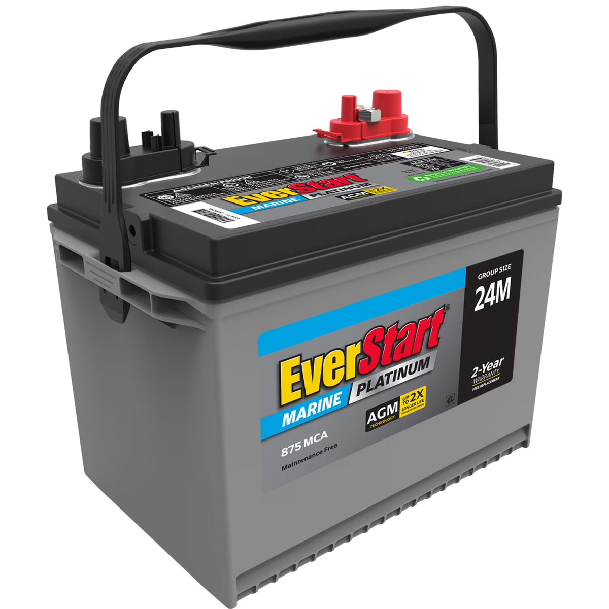 EverStart Platinum BOXED AGM Marine and RV Deep Cycle Battery Group Size 24M, 12 Volt 875 MCA
