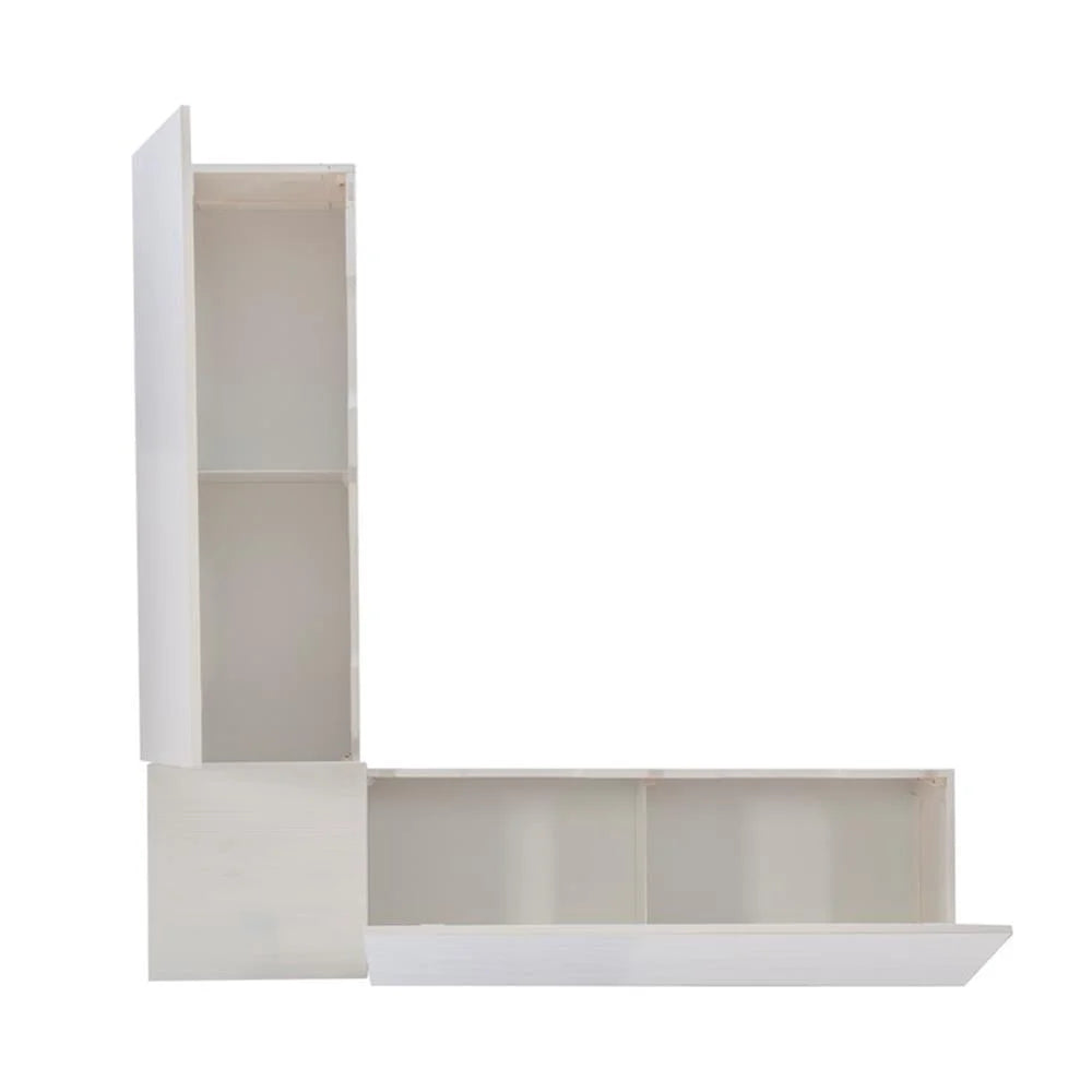 Pemberly Row Natural White Wood Nook With Green Polyester Fabric Cushions
