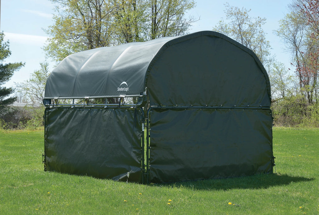 ShelterLogic 12' x 12' Corral Shelter and Livestock Shade Waterproof and UV Treated Universal Cover for Horses, Goats, and Other Livestock (Corral Panels Not Included)