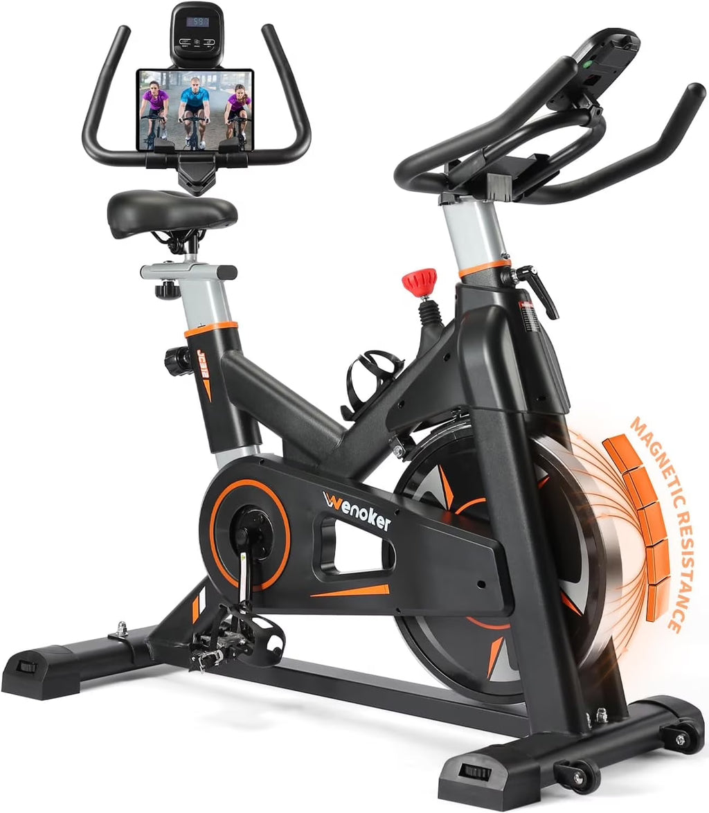 Wenoker Exercise Bike,Magnetic Resistance Stationary Bike, Indoor Cycling Bicycle with Whisper Quiet,with Bottle Holder for Home Gyme Workout