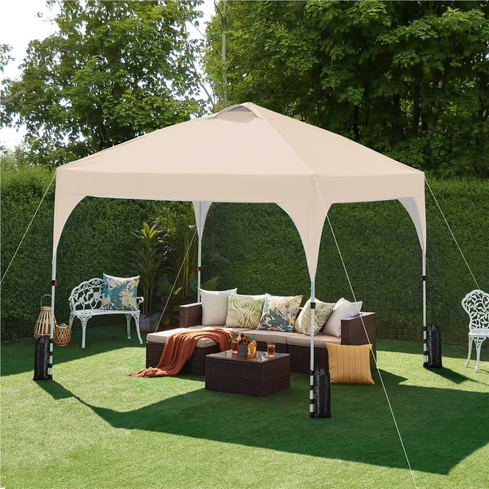 Topeakmart 8x8ft Pop Up Canopy Tent with Adjustable Height and Roller Bag, White