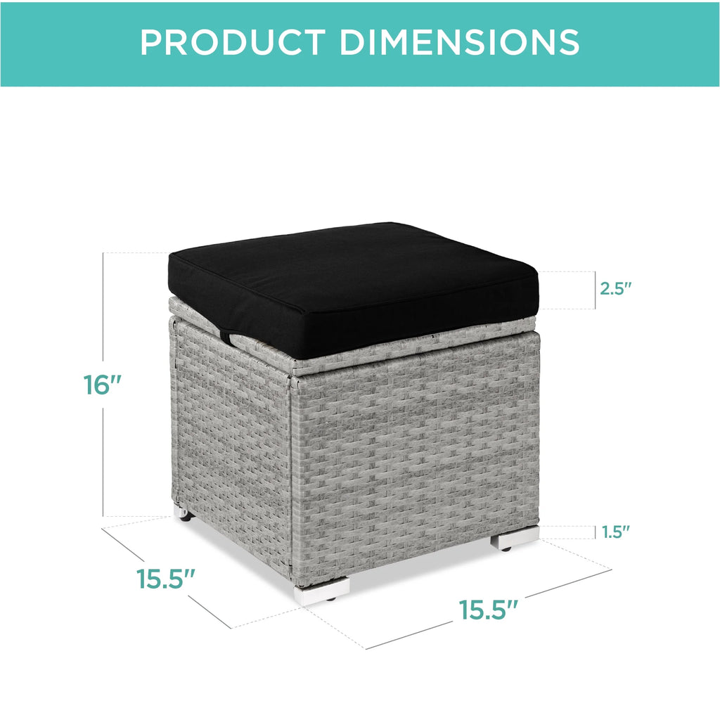 Best Choice Products Set of 2 Wicker Ottomans, Multipurpose Furniture w/ Removable Cushions - Brown/Beige