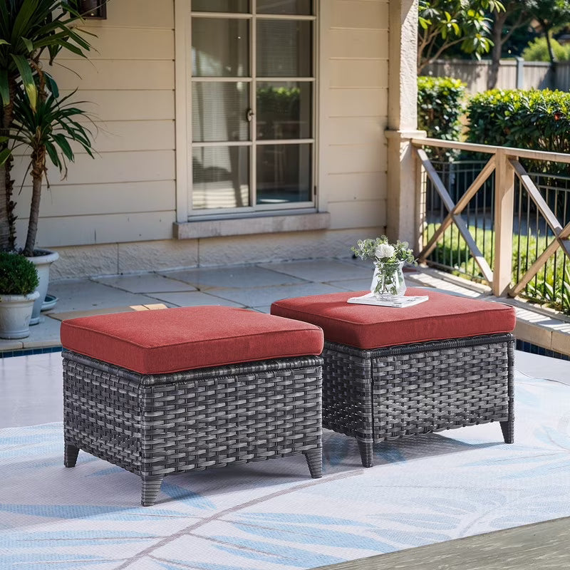 Gymojoy Outdoor Rocking Chairs Set of 2, All Weather PE Wicker Swivel Patio Glider Chairs, Garden Outdoor Furniture Set for Backyard Deck,Blue
