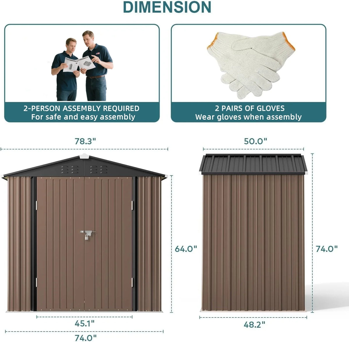 Lockable Lofka 6x4 ft Shed&Outdoor Storage Clearance  - All-Weather Resistant Garden Shed , Grey