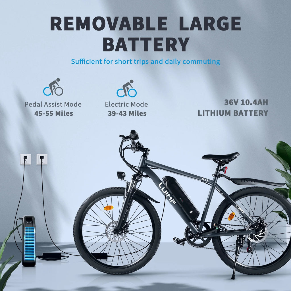 Hipatoo 26" Electric Bike 500W 20MPH E-bike, 36V 10.4Ah Battery, Ebike for Adults, E Bike UL2849