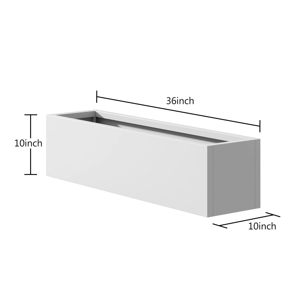 MAYEERTY 36*9*9" Gray Modern Large Rect Metal Planter Box with Drainage Hole for Outdoor Gardening & Balcony