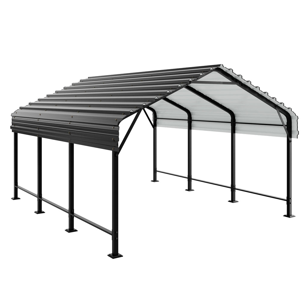 Walsunny 12X20 FT Carport, Outdoor Heavy Duty Carport Canopy with Galvanized Steel Roof, Metal Carport Extra Large Garage Car Storage Shelter