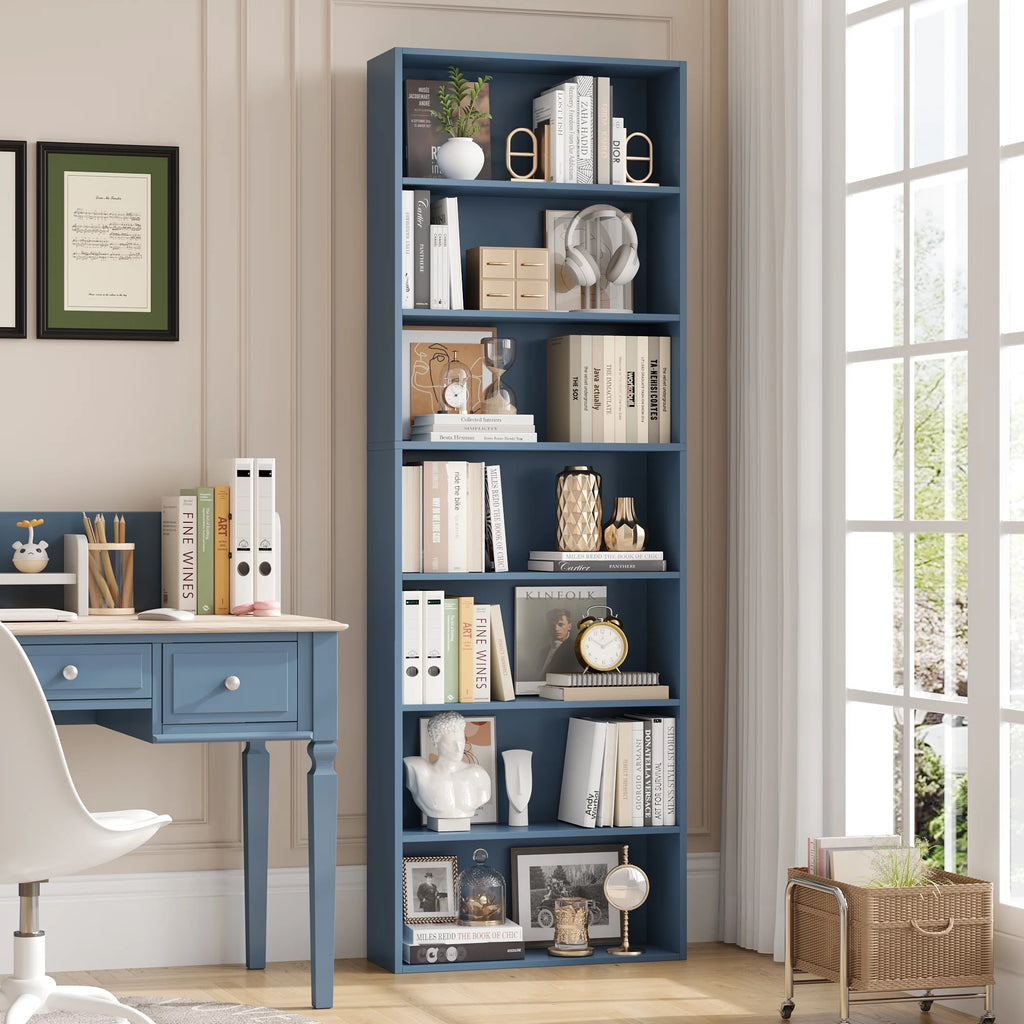 Homfa 82" Tall Bookcases, Freestanding Display Storage Shelves, 7-Tier Open Bookshelf for Home Office Living Room Bedroom, White