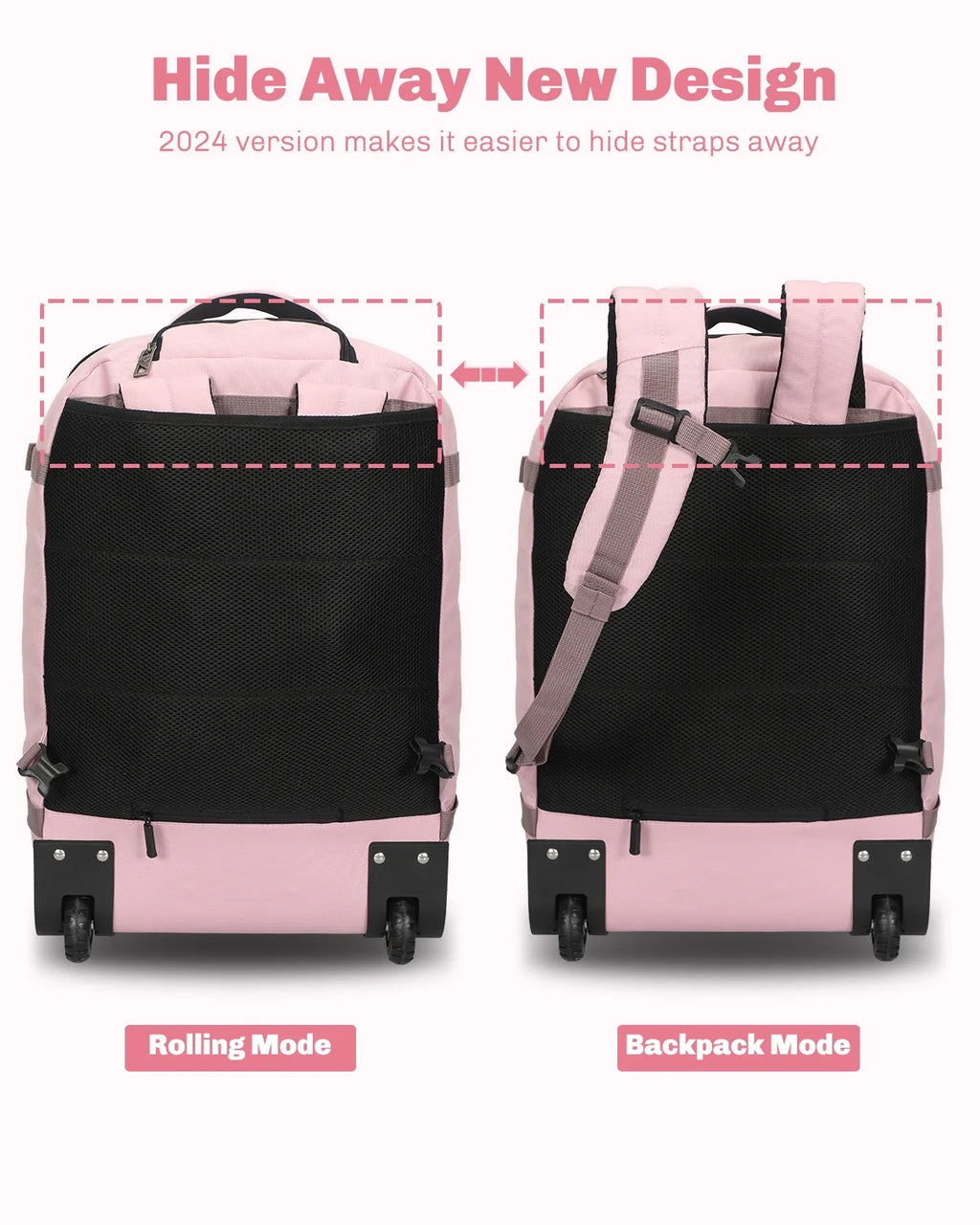 Hynes Eagle 22" Hybrid Carry-On Luggage, Softside Rolling Backpack, Grey
