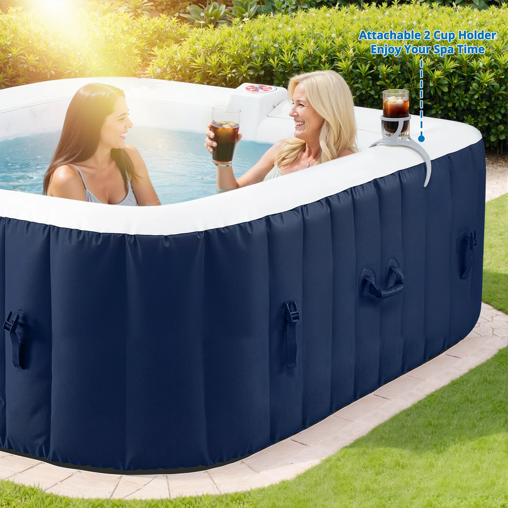 73 inch 4-6 Person Inflatable Hot Tub Spa with Control Panel, Outdoor Portable Hottub with 130 Jets, Insulated Tub Cover and Floor Protector, Temperature up to 104°F, Gray