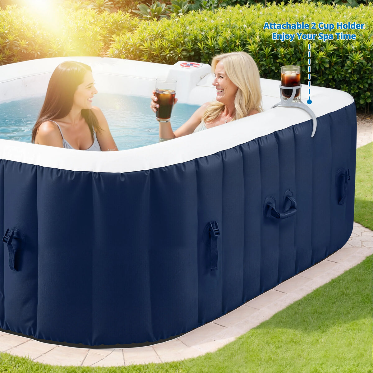 73 inch 4-6 Person Inflatable Hot Tub Spa with Control Panel, Outdoor Portable Hottub with 130 Jets, Insulated Tub Cover and Floor Protector, Temperature up to 104°F, Gray