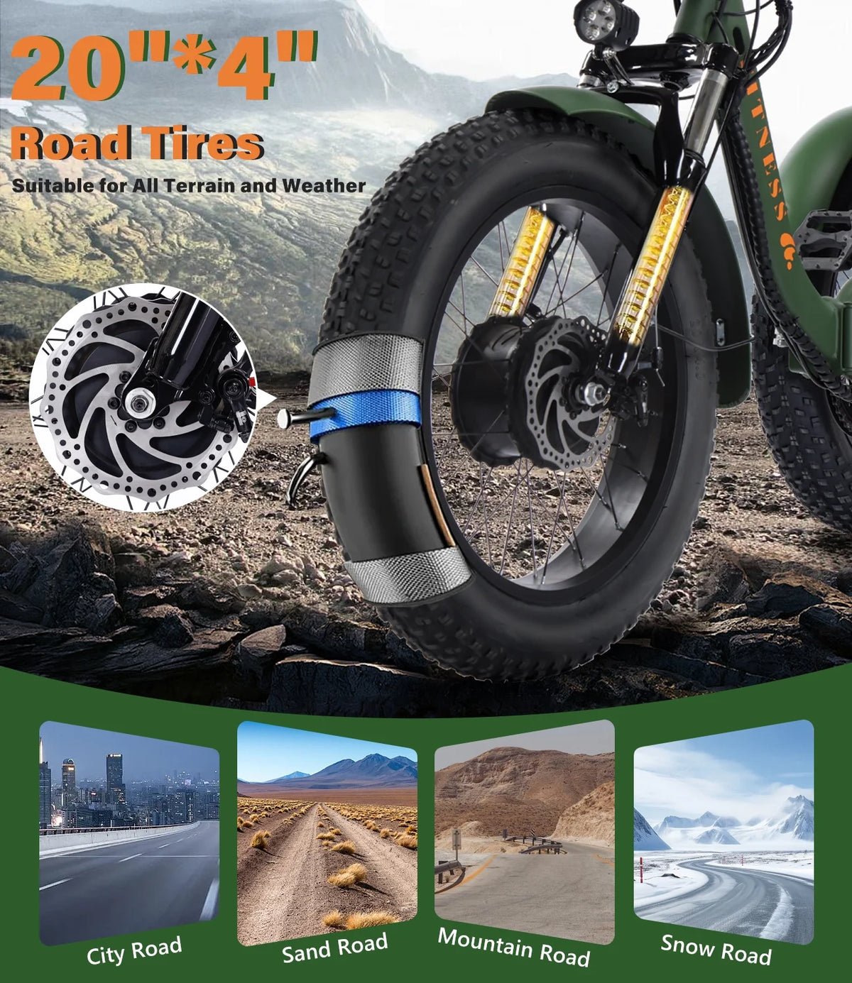 YEBEI Electric Tricycle for Adults Folding E-Trike Motorized Tricycle Electric 3 Wheels Trike Powerful 500W Motor Electric Tricycle 48V15AH Lithium Battery Max 20MPH 20*4.0 Fat Tire Orange