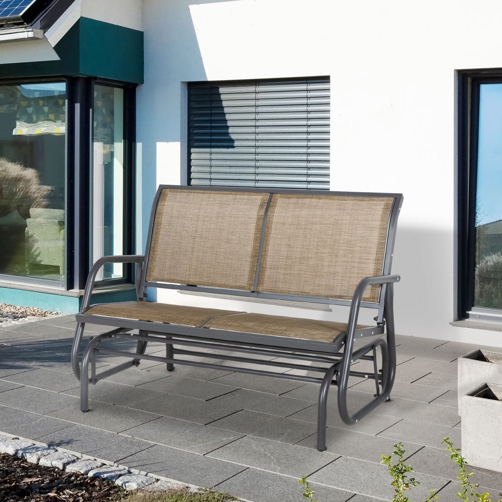 Outsunny 2-Person Outdoor Glider Bench, Patio Double Swing Rocking Chair Loveseat w/Powder Coated Steel Frame for Backyard Garden Porch, Black