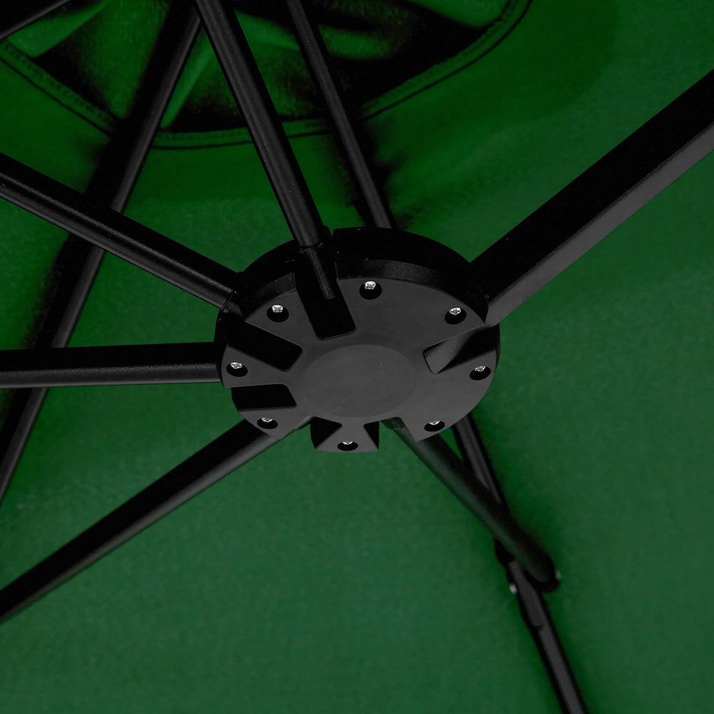 Outdoor Patio Umbrella, 15FT Double-Sided Solar Umbrella with Crank, Large Umbrella for Pool Yard, with 12pcs Steel Ribs, Dark Green