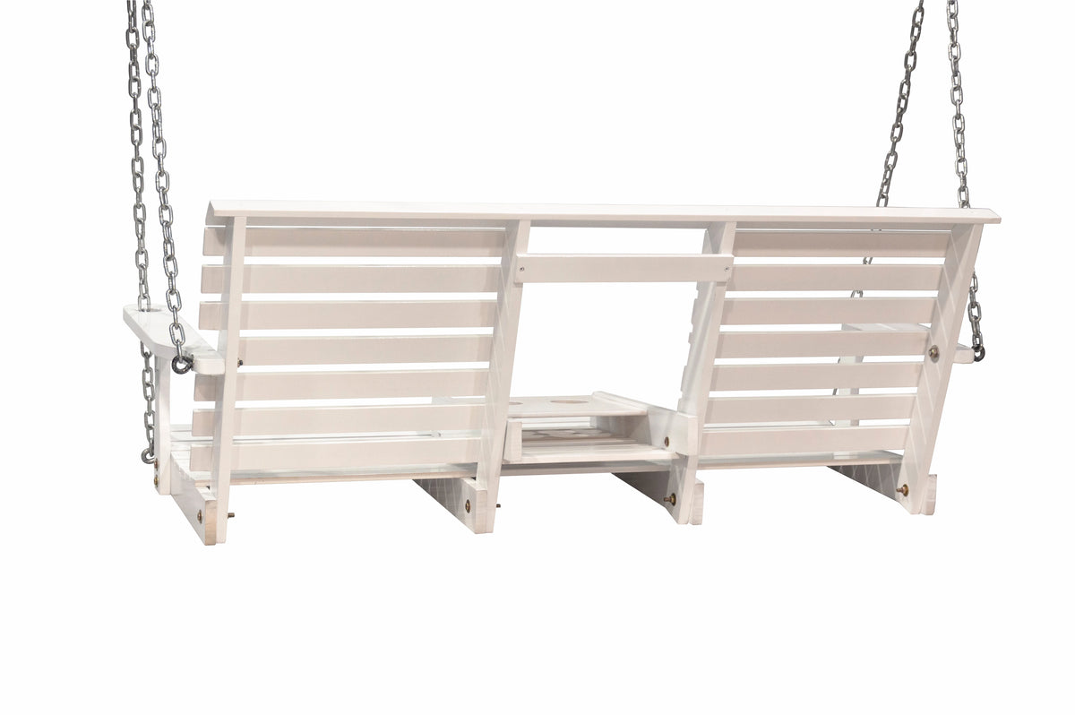 Outdoor Patio Garden Furniture 3-Person Hanging Wood Porch Swing, Weather Resistant Finish-White