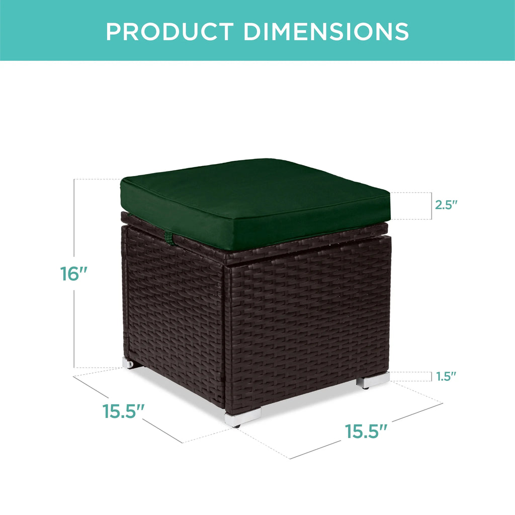 Best Choice Products Set of 2 Wicker Ottomans, Multipurpose Furniture w/ Removable Cushions - Brown/Beige