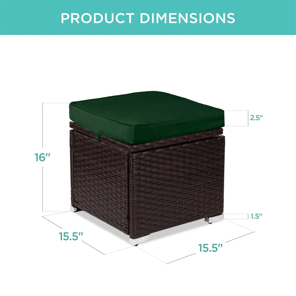 Best Choice Products Set of 2 Wicker Ottomans, Multipurpose Furniture w/ Removable Cushions - Brown/Beige