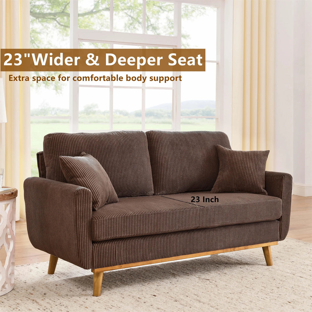 Aukfa 68" Small Sofa Couch Comfy Mid Century Modern Loveseat Sofa for Living Room Bedroom, Cream