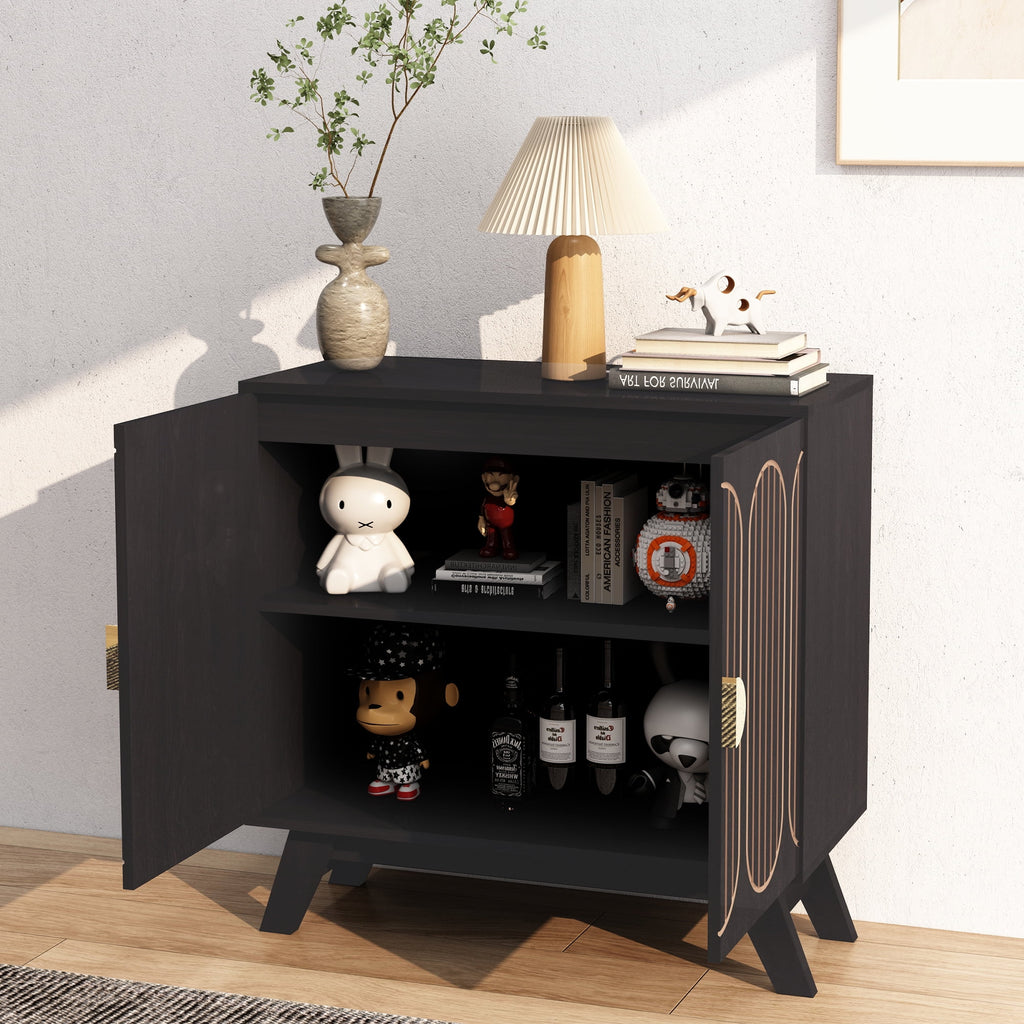 LEFHDA 2PCS Buffet Cabinet, Sideboard Cabinet with Storage, Accent Storage Cabinet with Carved Arc Door Design for Kitchen Dining Room, 2 Doors Buffet Cabinet with Adjustable Shelves