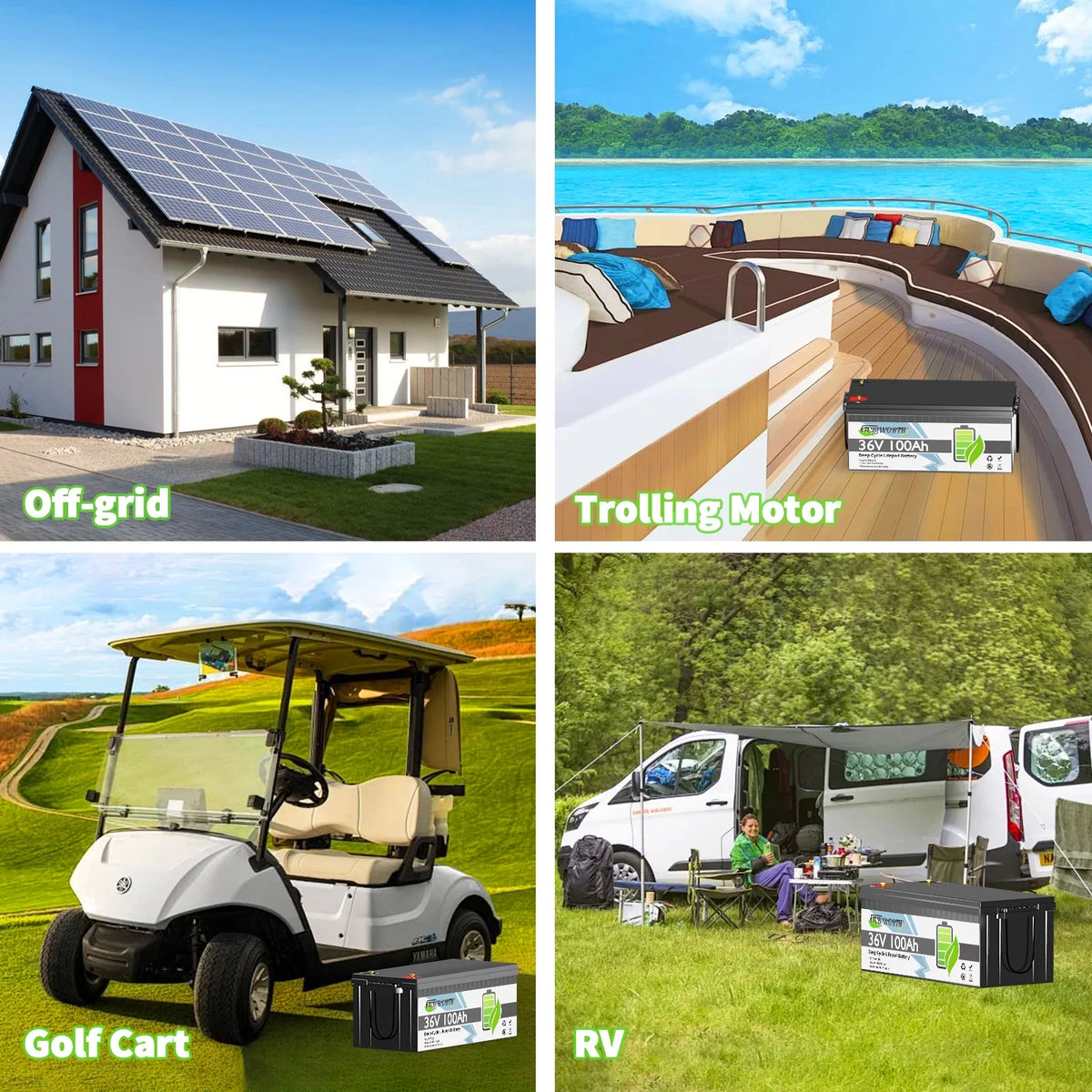 36V 100Ah LiFePO4 Battery,for Golf Carts,RV,Marine,Trolling Motor,Camper,200A BMS,15000+Deep Cycles,TCBWORTH Lithium Batteries,10 Years Lifetime