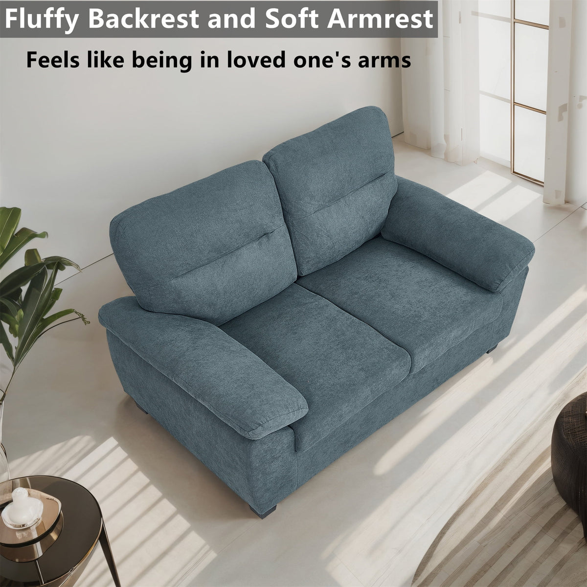 Aukfa 68" Small Sofa Couch Comfy Mid Century Modern Loveseat Sofa for Living Room Bedroom, Cream