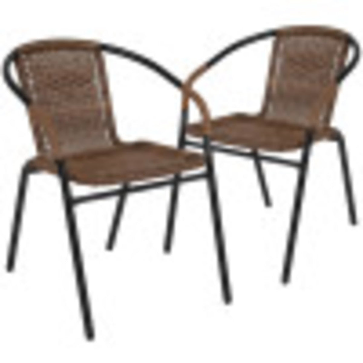 Flash Furniture Lila Indoor/Outdoor Stacking Rattan Patio Chairs, Set of 2, Beige