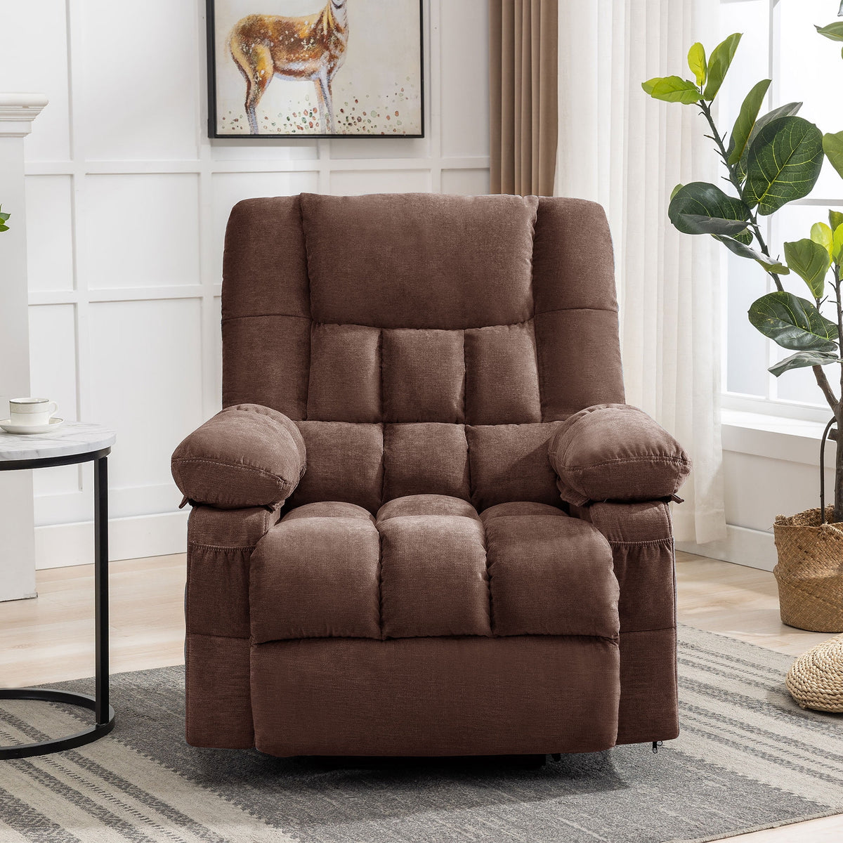 JONPONY Power Lift Recliner Chair Recliners for Elderly with Heat and Massage Recliner Chair for Living Room with Infinite Position and Side Pocket,USB Charge Port,Brown