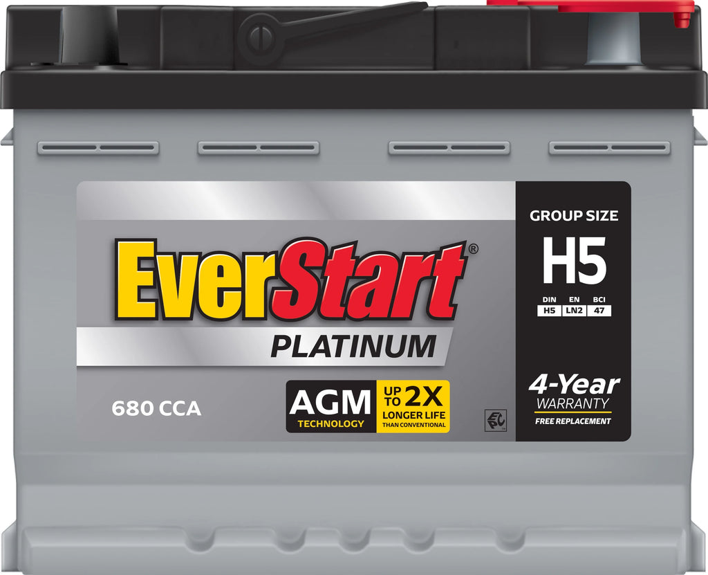 EverStart Platinum BOXED AGM Automotive Battery, Group Size H5 / LN2 / 47 12 Volt, 680 CCA 105RC