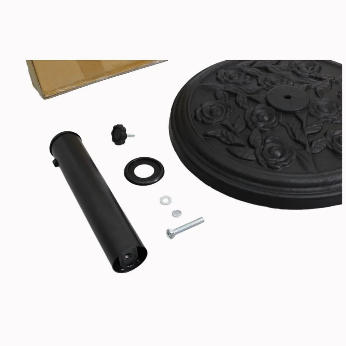 S4O Heavy Duty Round Outdoor Patio Pool Umbrella Base Stand w/ Black Rose Design