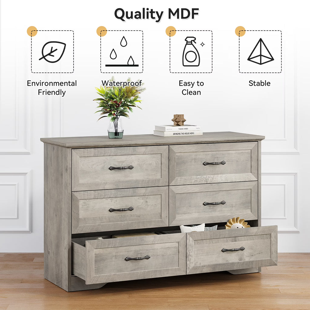 Luku Modern 5 Drawers Dresser, Chest of Drawers Closet Organizers and Storage Clothes, White