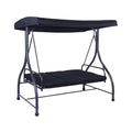 GVN 3 Seats Converting Outdoor Swing Canopy Hammock with Adjustable Tilt Canopy-Black, Porch Swing Hanging Bench, Outdoor Swing Bench for Patio, Yard, Garden