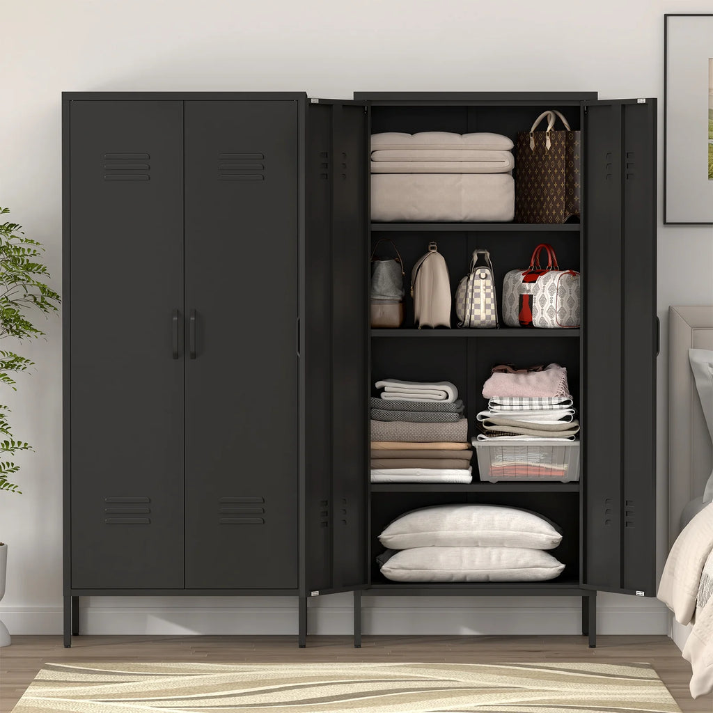 Marcree Green Metal Cabinet,2 Door Accent Cabinet,Metal Locker Cabinet with Legs,Sideboard Cabinet with Adjustable Shelves,Locker Storage Cabinet for Living Room,Entryway