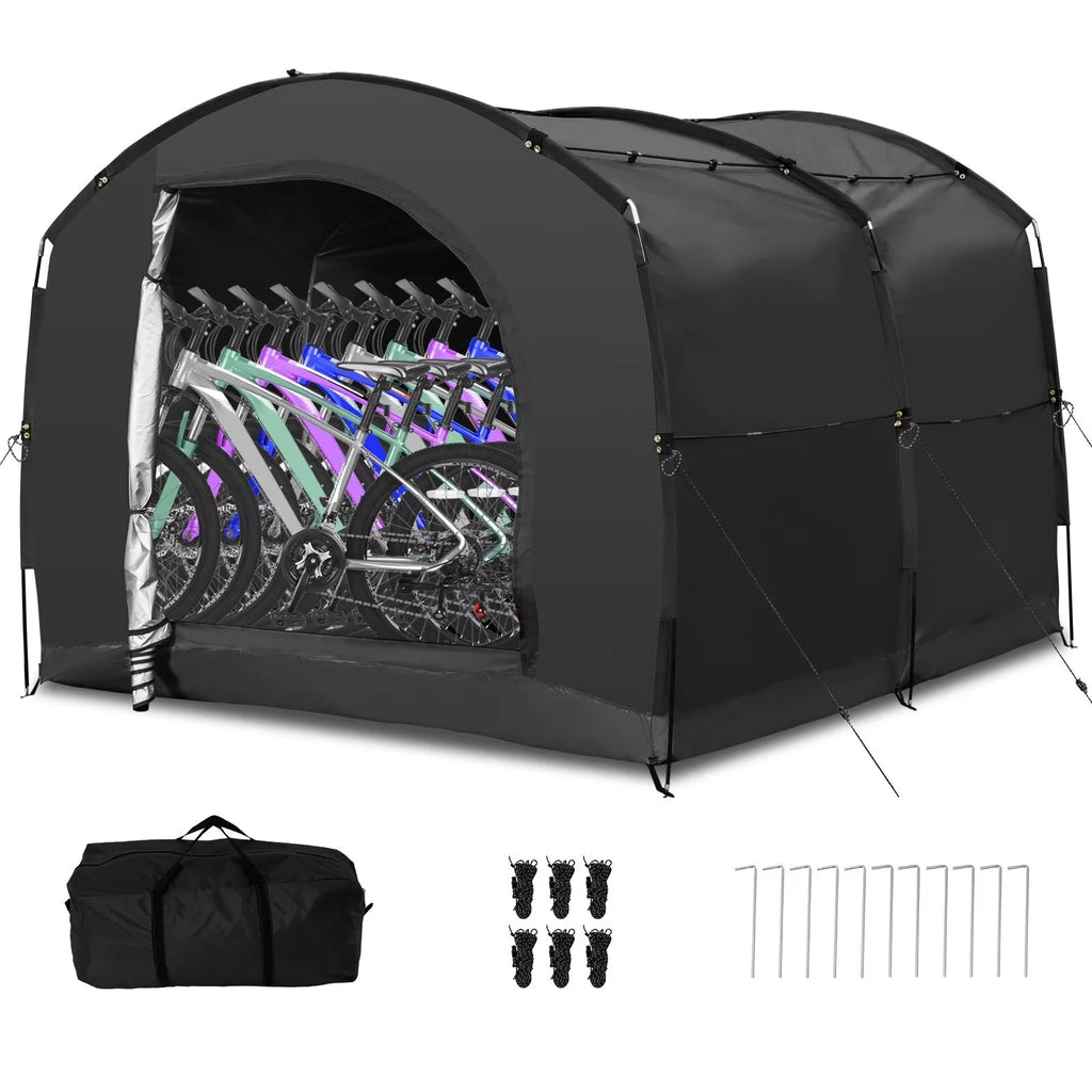 NAIZEA Large Bike Storage Tent, 47" Depth Storage for 6 Bikes Waterproof Outdoor Bicycle Cover, Lawn Mower Garden Tools Shed, Backyard Storage Room Tent Shelter W/Fixing Peg & Rop