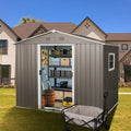 8ft x 6ft Outdoor Metal Storage Shed with Window Grey DIY assembly with pre-cut