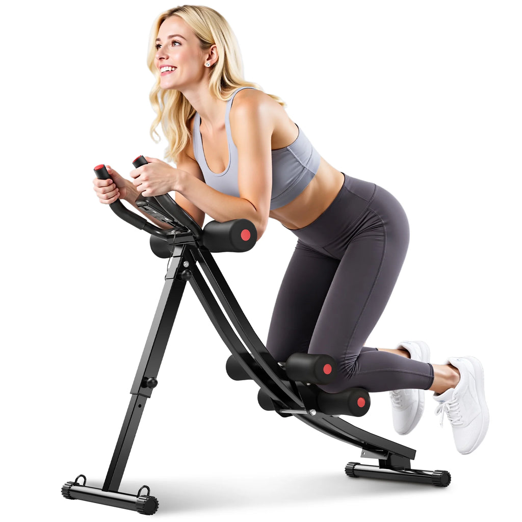 HIJOB Foldable Abdominal Trainers Fitness Equipment Machine with LCD Display for Home Gym Full Body Exercise, Max 440lbs
