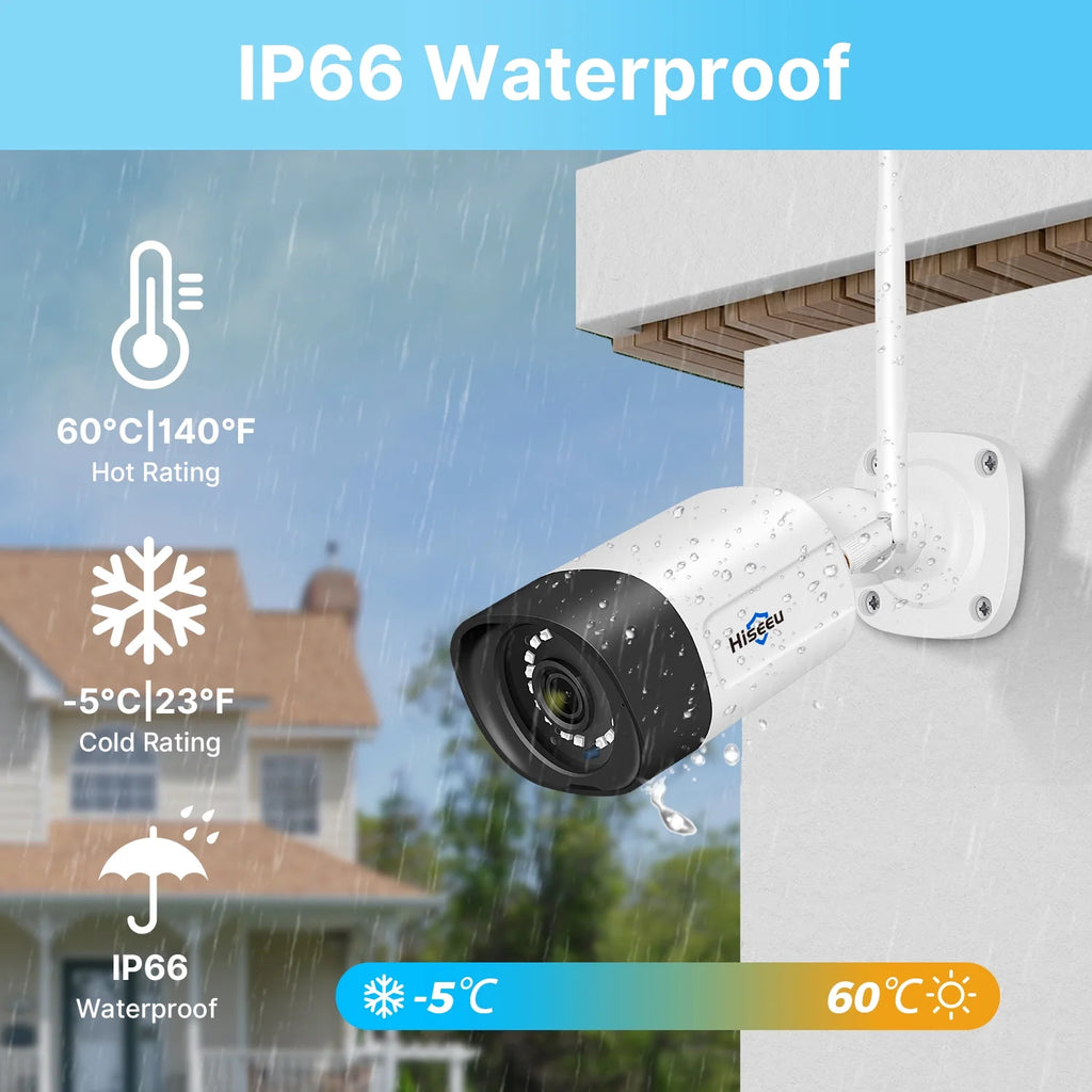 Hiseeu Wireless Security System w/ 4 Cameras, 2 Way Audio, & 1TB Hard Drive